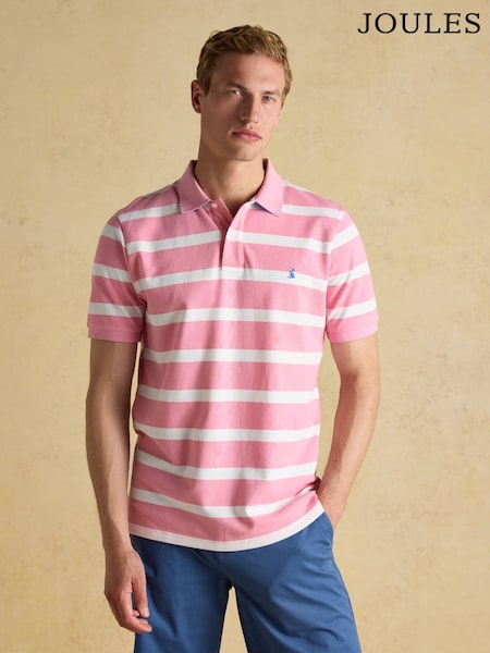 Joules Woody Pink Stripe Cotton Pique Polo Shirt (Q61254) | €46