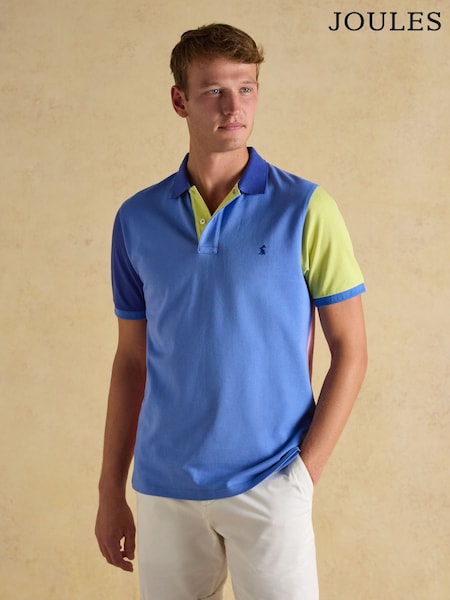 Joules Woody Blue Colourblock Cotton Pique Polo Shirt (Q61276) | R$ 345