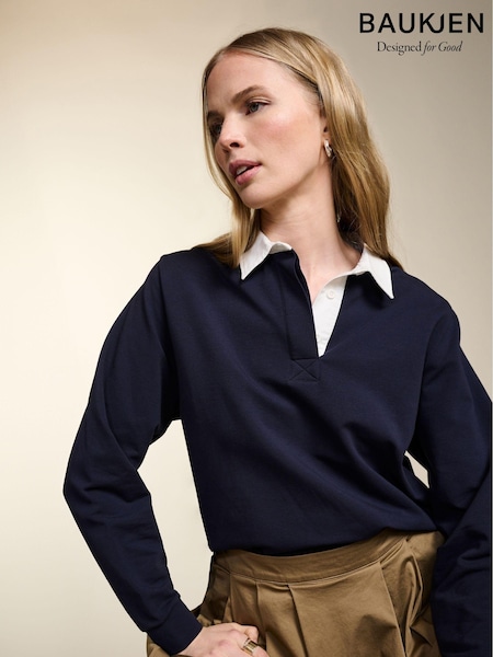 Baukjen Blue Fernanda Regenerative Cotton Rugby Top (Q61402) | €34