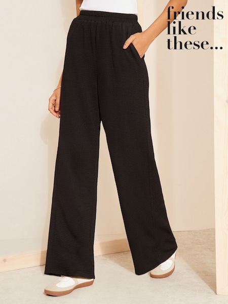 Friends Like These Black Textured Wide Leg Trouser With Elasticated Waist (Q61470) | €14