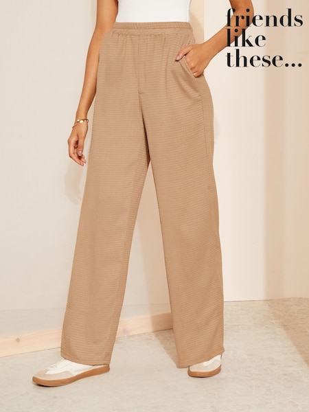 Friends Like These Brown Textured Wide Leg Trouser With Elasticated Waist (Q61473) | €24