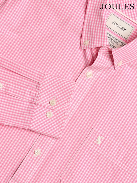 Joules Poplin Pink Gingham Check Classic Fit Shirt (Q61520) | R$ 445