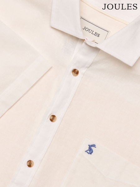 Joules Linen Blend White Short Sleeve Shirt (Q61548) | €59