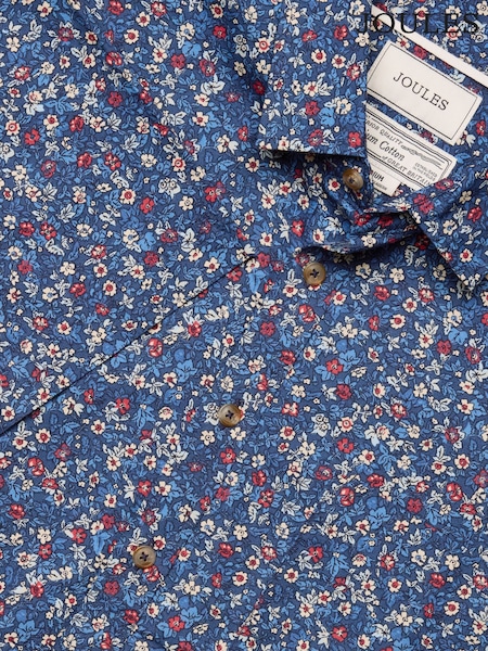 Joules Navy Blue Floral Short Sleeve Classic Fit Shirt (Q61555) | R$ 375