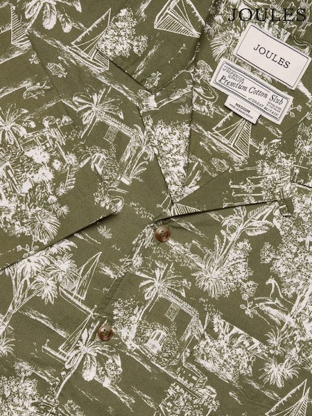 Verde kaki Toile de Jouy - Cămașă cu mânecă scurtă din bumbac slub Joules (Q61557) | 313 LEI