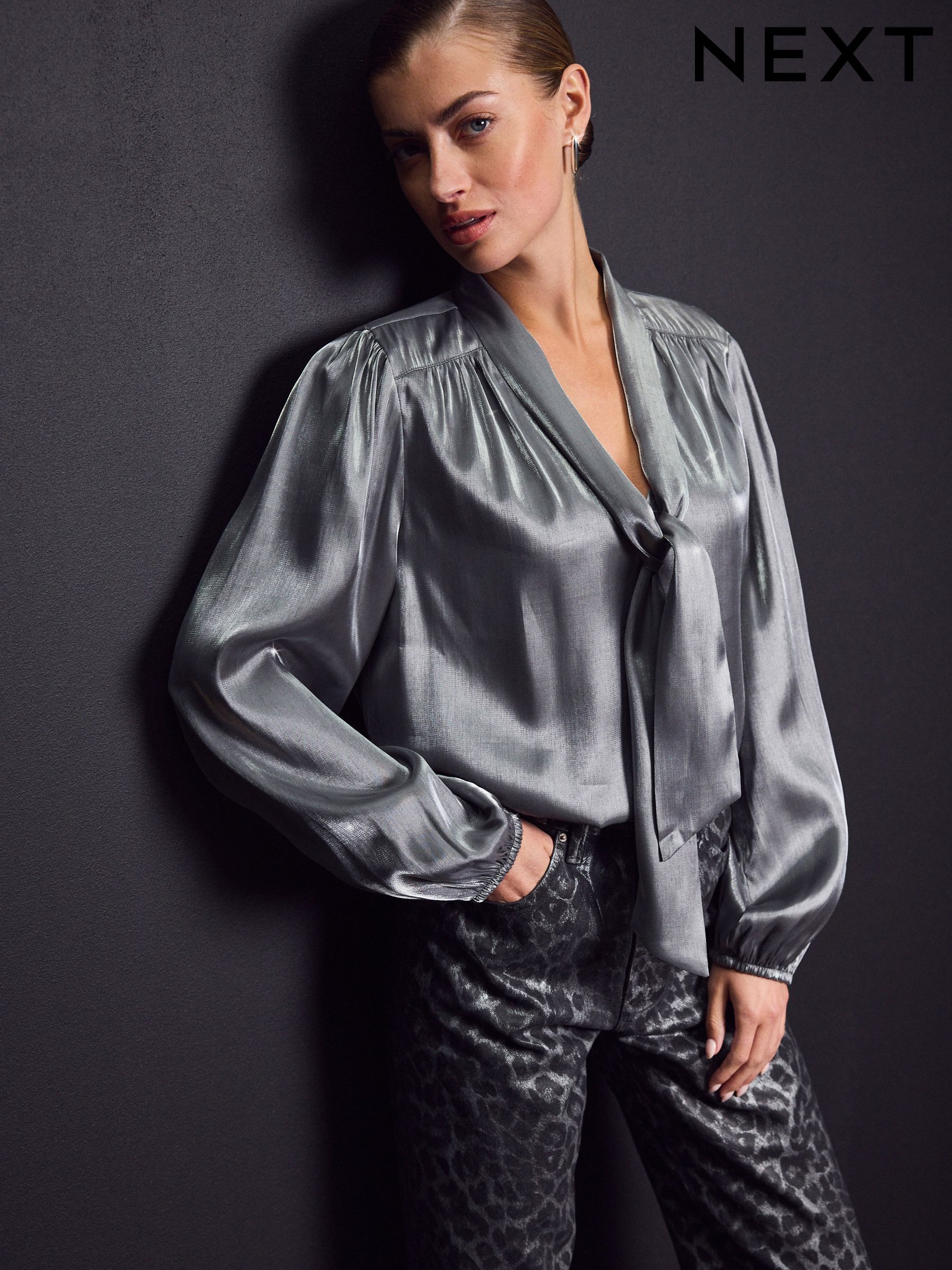 Silver tops for evening wear on sale