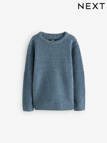 Blue Textured Crew Neck Jumper (3-16yrs) (Q61745) | €21 - €28