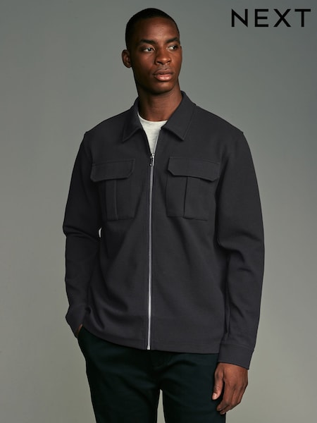Charcoal Grey Zip-Up Shacket (Q61804) | €9