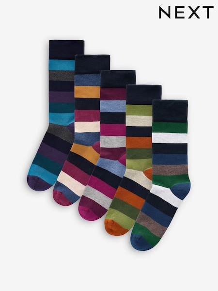 Striped 5 Pack Cushioned Sole Comfort Socks (Q61817) | €21