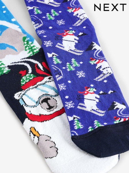 Blue/Black Christmas Pattern Socks 2 Pack (Q61845) | €5