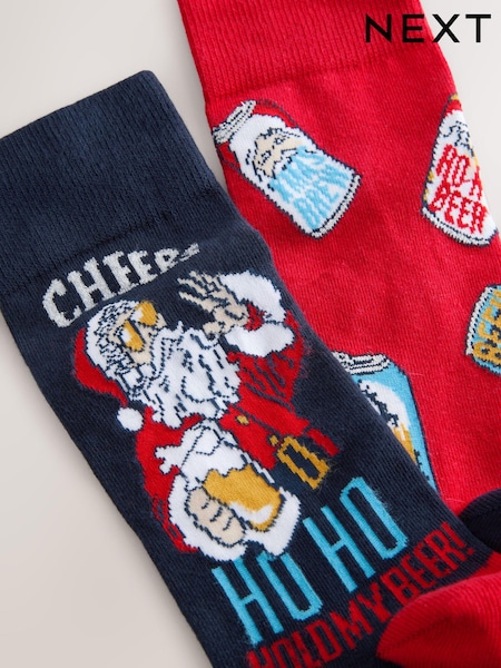 Red/Black Christmas Pattern Socks 2 Pack (Q61848) | €5