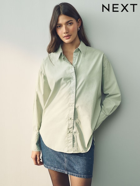 Sage Green Washed Oversized Shirt (Q61909) | €54
