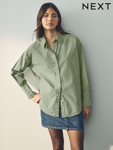 Khaki Green Washed Oversized Shirt (Q61913) | € 52