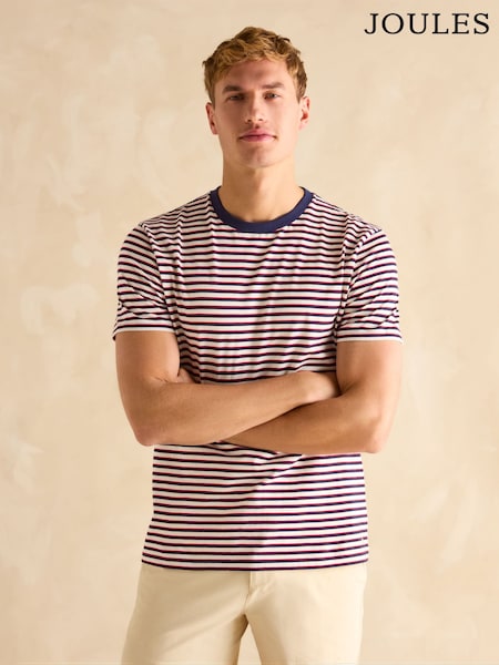 Joules Everyday Red Stripe Crew Neck T-Shirt (Q62037) | €29