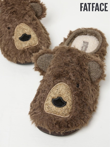 FatFace Brown Grizzly Bear Slippers (Q62093) | €25