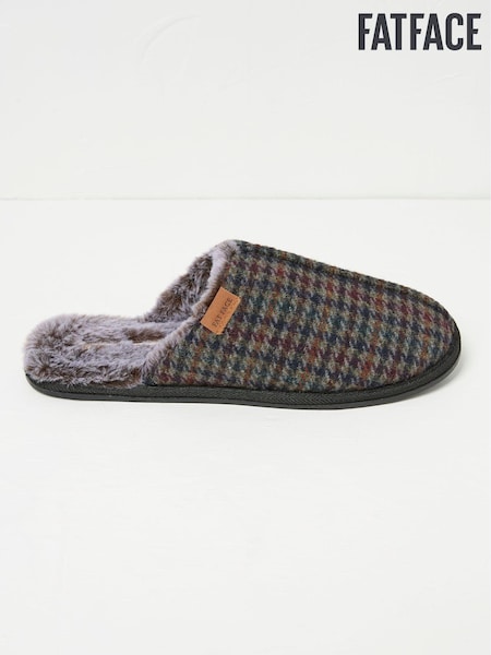 FatFace Harvey Navy Check Mule Slippers (Q62094) | €19.50
