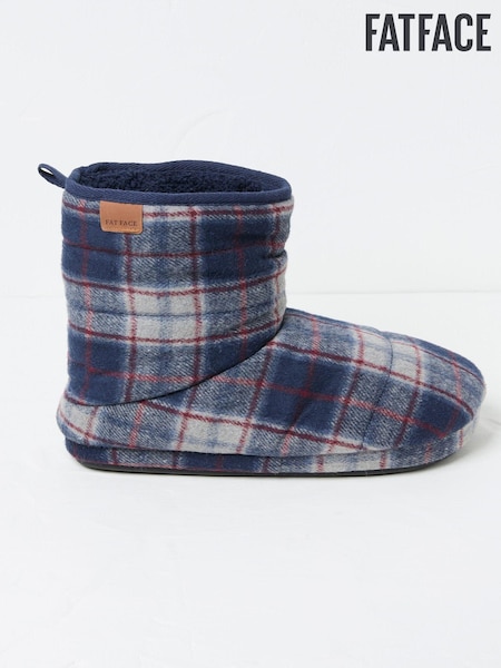 FatFace Sussex Navy Blue Check Boot Slippers (Q62097) | €26