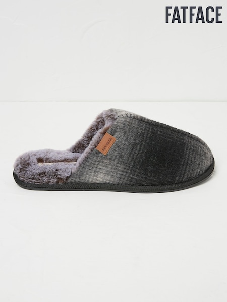 FatFace Harvey Black Check Mule Slippers (Q62098) | €19.50