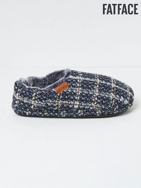 FatFace Arthur Navy Blue Check Mules (Q62102) | €19.50