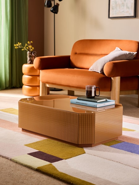 MADE.COM Caramel Brown Anya Glass Storage Coffee Table (Q62121) | €339
