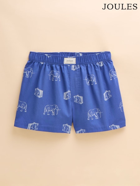 Joules Blue Elephant Print Woven Boxers (Q62175) | R$ 195