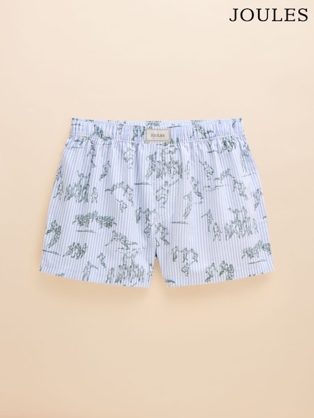 Joules Light Blue Rugby Print Woven Boxers (Q62178) | R$ 195