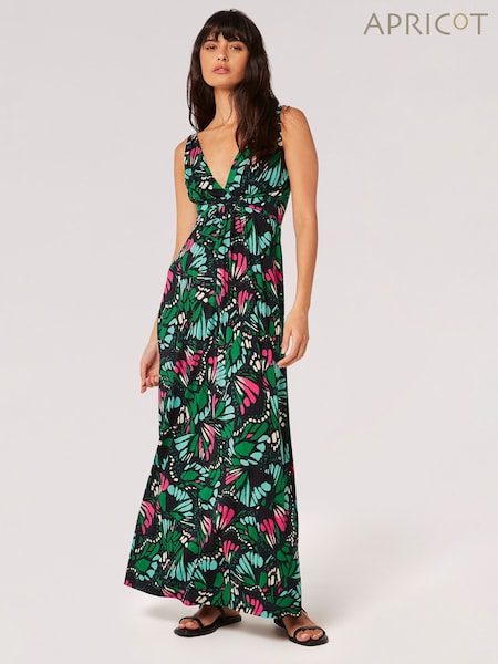 Apricot Blue Colourful Butterfly Wings Maxi Dress (Q62295) | €44