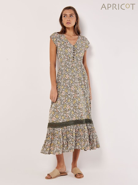 Apricot Green Ditsy Floral Maxi Dress (Q62362) | €60