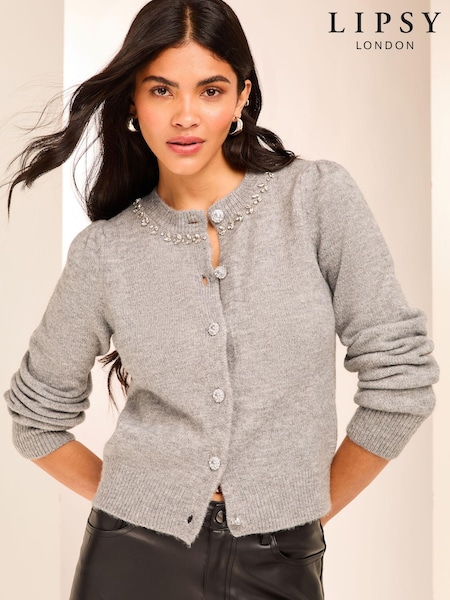 siva - Lipsy Diamante Trim Button Through Knitted Cardigan (Q62465) | € 30