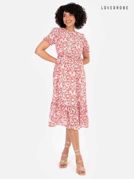 Puff Sleeve Tiered Hem Midi Dress With Frills (Q62575) | €30