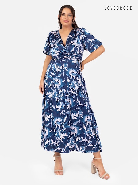 Lovedrobe Wrap Front Puff Sleeve Midaxi Dress (Q62604) | 123 QAR