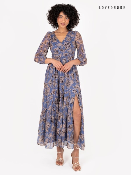 Blau - ​​​​​​​Lovedrobe Maxikleid mit Wickeldesign und elastischer Taille, Pink (Q62611) | 57 €