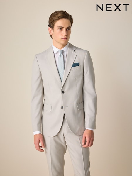 Neutral Slim Fit Textured Suit Jacket (Q62646) | R$ 615