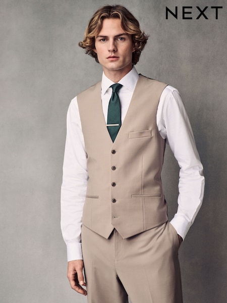 Stone Regular Fit Wool Blend Motionflex Waistcoat (Q62654) | €59