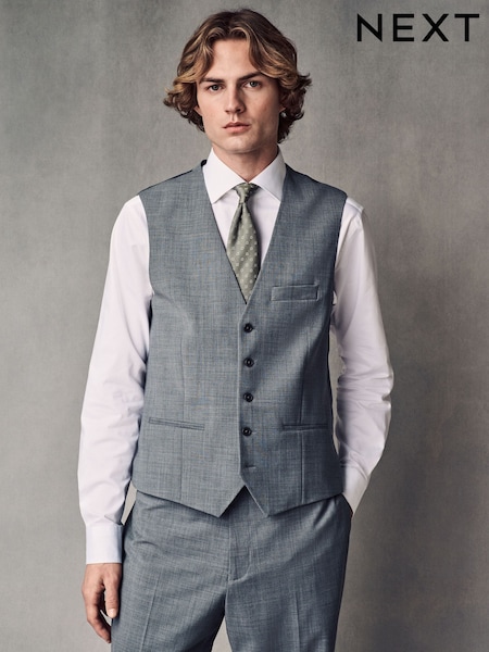 Grey Regular Fit Wool Blend Motionflex Waistcoat (Q62660) | €59