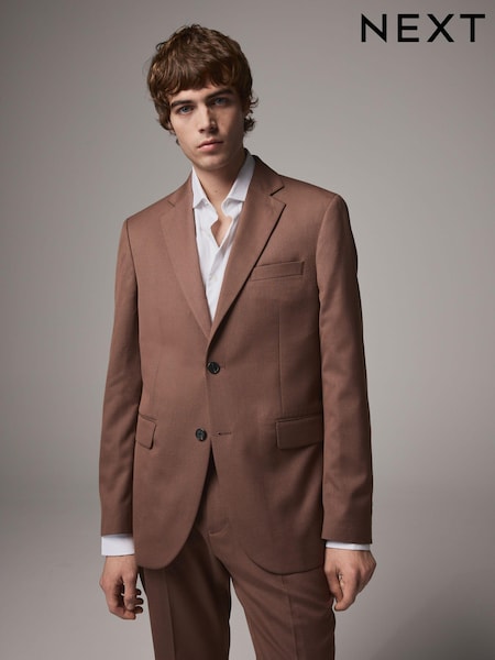 Red Tailored Fit Textured Suit Jacket (Q62673) | €68