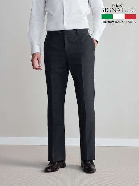 Charcoal Grey Regular Fit Signature Nova Fides Wool Trousers (Q62700) | 341 QAR