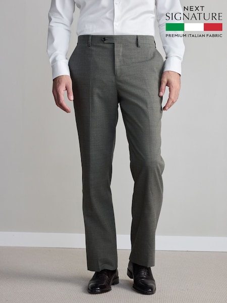 Green Regular Fit Signature Nova Fides Wool Trousers (Q62707) | 341 QAR