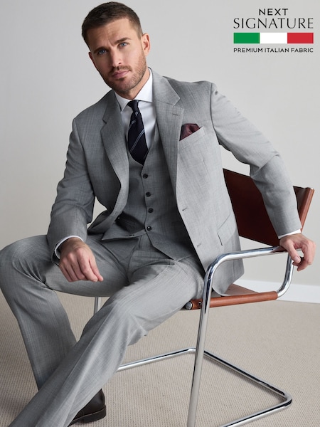 Grey Regular Fit Signature Nova Fides Wool Jacket (Q62711) | LEI 878