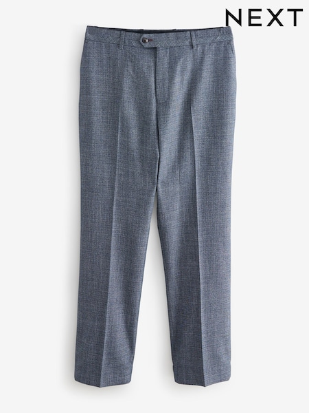Blue Regular Fit Trimmed Textured Suit Trousers (Q62745) | 223 QAR