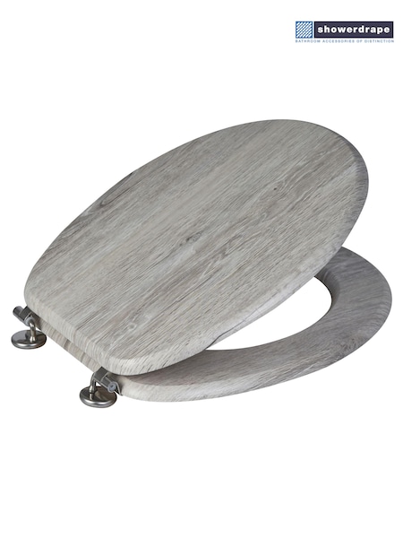 Showerdrape Grey Oak Oxford Wooden Toilet Seat (Q62850) | €44