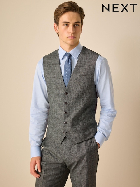 Темно-сірий - Regular Fit Trimmed Textured Suit Waistcoat (Q62872) | 1 671 грн