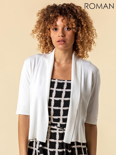 Roman Button Detail Collared Shrug (Q62970) | €50
