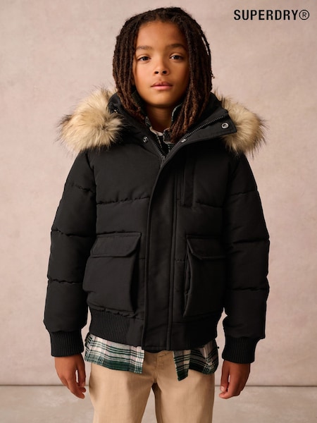 Superdry Black Everest Bomber Coat (Q63039) | R$ 610 - R$ 630