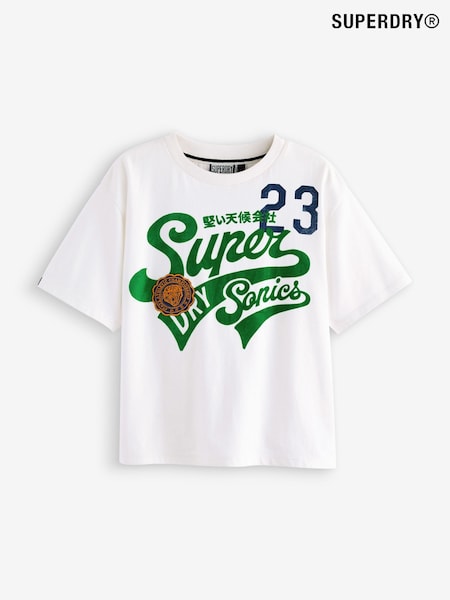 Blanc - Superdry Marl Embroidery 100% Organic Cotton T-shirt (Q63082) | €28 - €30