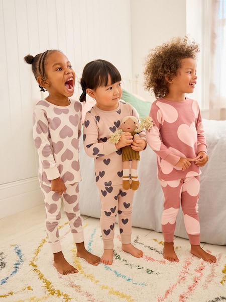 Neutral/ Pink Heart Stampy Pyjamas 3 Pack (9mths-16yrs) (Q63188) | AED77 - AED108
