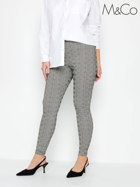 M&Co Grey Check Bengaline Skinny Trousers (Q63284) | €23