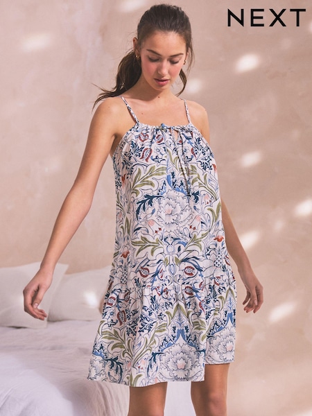 Navy Floral Morris & Co. Floral Slip With Linen (Q63314) | €19