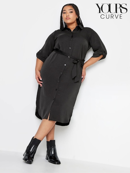 Yours Curve Black Tab 3/4 Sleeve Dress (Q63347) | €22