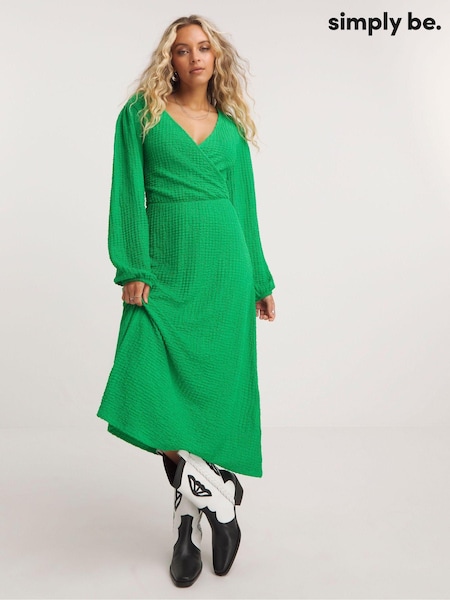 Simply Be Green Popcorn Wrap Midi Dress (Q63352) | €21.50
